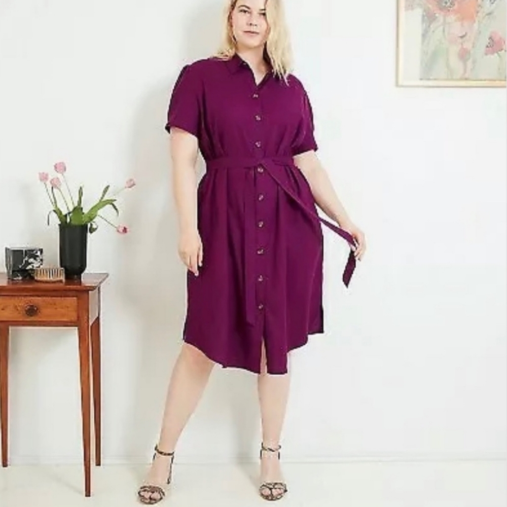 Ava & Viv Women's Plus Size Collared Linen Shirtdress Various NWT